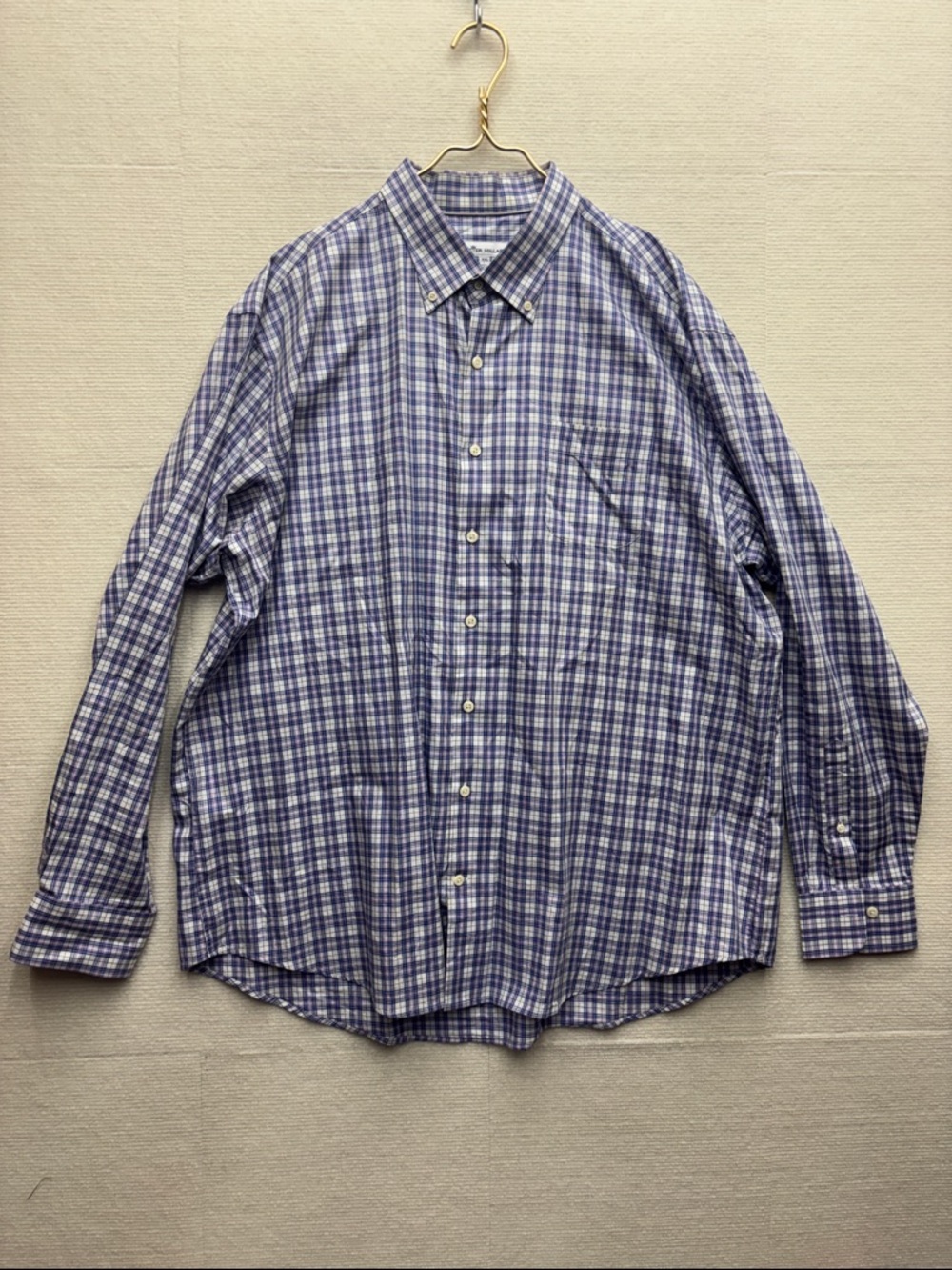 Peter MILLAR | XXL Classic Men’s Button-Down Plaid Shirt in Blue and White